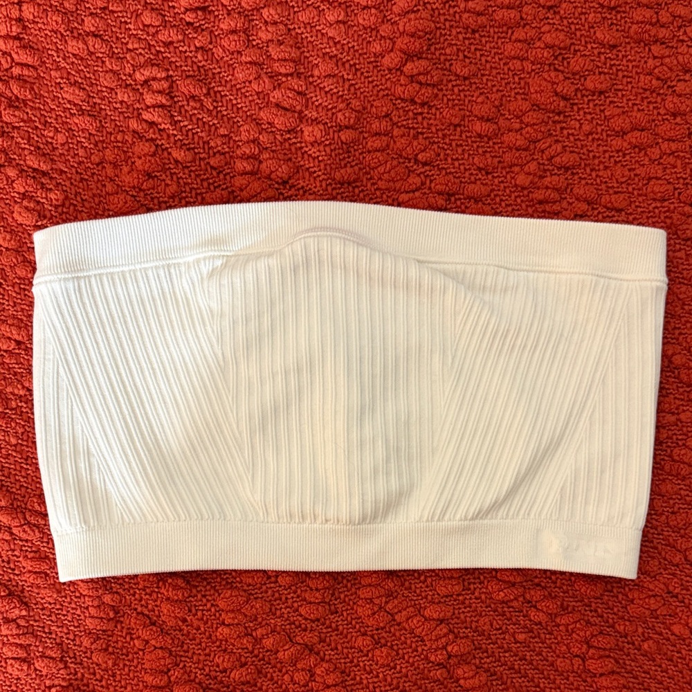 VS PINK white ribbed bandeau